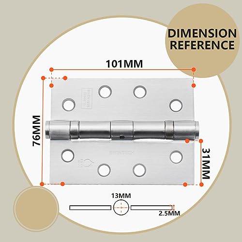 Bwintech 2 works 100 x 75 x 2.7mm (4 inch) Satin Chrome Brushed Steel Hinge for Fire Door Ball Bearing Hinge for Internal Use in Residential and Commercial Buildings - Image 2