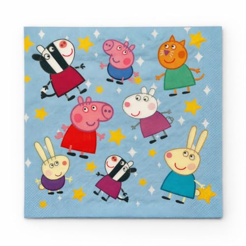 Image of Wanna Party Cute Pig Inspired Cartoon Theme Paper Napkins (20 Pcs) | Pink Pig Theme Birthday Parties Napkins for Kids | Cartoon Theme Party Tableware for Birthday Decoration & Celebration Supplies