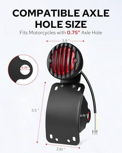 Image of Benlari Motorcycle LED Tail Light Brake Light with Bracket, Side Mount License Plate Rear Light Fit for Harley Honda Bobber Chopper Yamaha Sporster Kawasaki Suzuki (Curved, 0.75 inch)