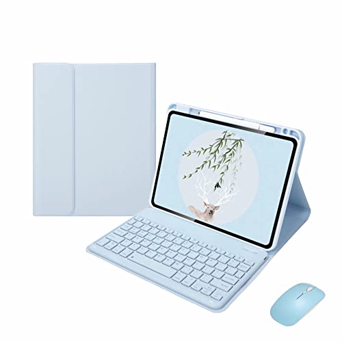 マウス付きキーボードケース 対応機種 iPad Pro 11" 第2世代、第3世代、第4世代に対応 角型 シザータイプのキーキャップ78キー マグネット着脱式ワイヤレスBluetooth英語配列キーボードカバー,Light blue,Pro 2022 11