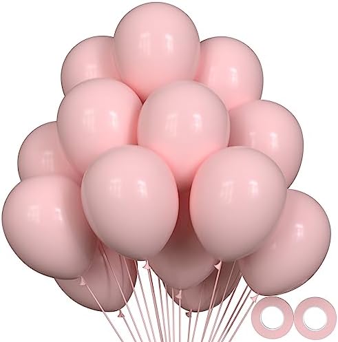 100pcs Pink Balloons, 12 inch Pink Latex Party Balloons Helium Quality for Gender Reveal,Engagement,Bridal Shower, Birthday Party, Baby Shower,Wedding Party Decoration (with Pink Ribbon)…