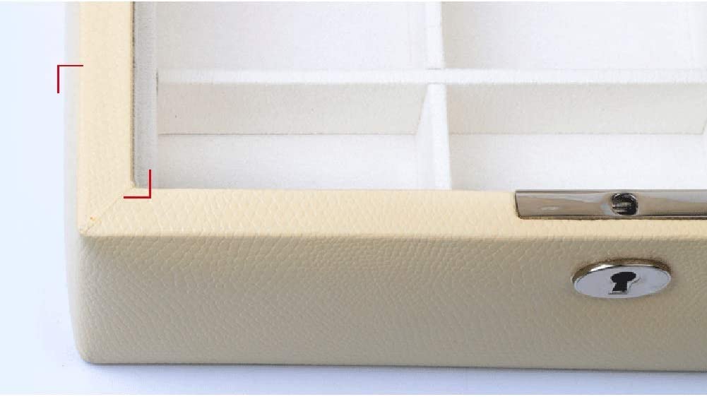 Organizer na Biżuterię Skórzane Pudełko Z Biżuterią Zamykane Organizer Lustro 2 Warstwy Gablota Bransoletki Etui do Przechowywania(B,29 * 22.2 * 12.5cm)