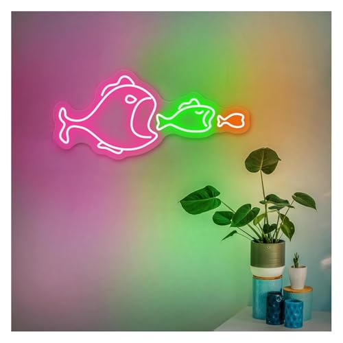 Néon décoration murale pub et salon design poisson