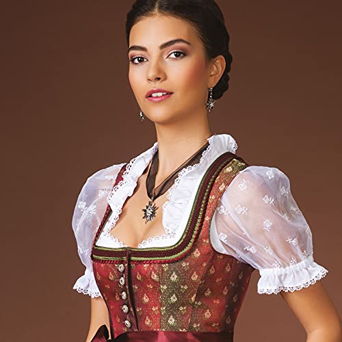 Bavarian organza necklace with rhinestone Edelweiss, Ladies costume jewelry, traditional german pendant necklace for Dirndl, Leather trouser, Oktoberfest (black)2