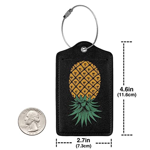 Mortgats CMDPH41_466456937_215 Upside Down Pineapple Set Of 4 Luggage Tag Pu Leather Baggage Tags Suitcase Labels Identifiers thumb #3