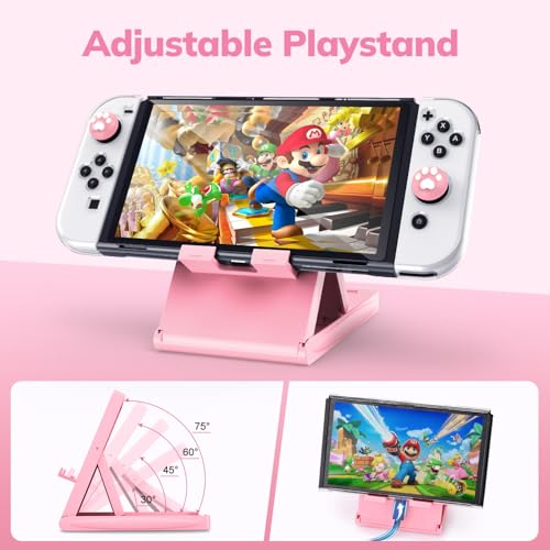 Image of Younik Switch OLED Accessories Bundle, 16 in 1 Accessories Kit Includes Switch OLED Carrying Case, Protective Case Cover for Console & J-Con, Screen Protector, Adjustable Stand, Switch Game Case