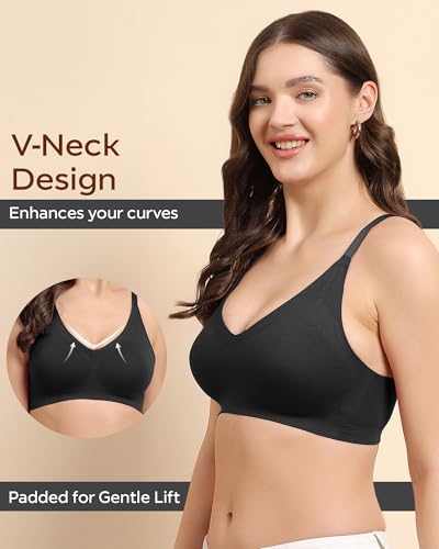 Image of Tweens Cotton Padded Bonded Bra for Women | Full Coverage Wire-Free Bra | Seamless No-Dig Comfort | Breathable Cotton | Elastic-Free Bottom Band & Side Wings | Pack of 1