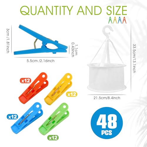 lohey 48Pcs Pegs for Washing Line with Bag, Windproof Plastic Washing Line Pegs, Non-Slip Strong Grip Laundry Clips, Perfect for Indoor Outdoor Drying, Home Garden Essential - Image 3