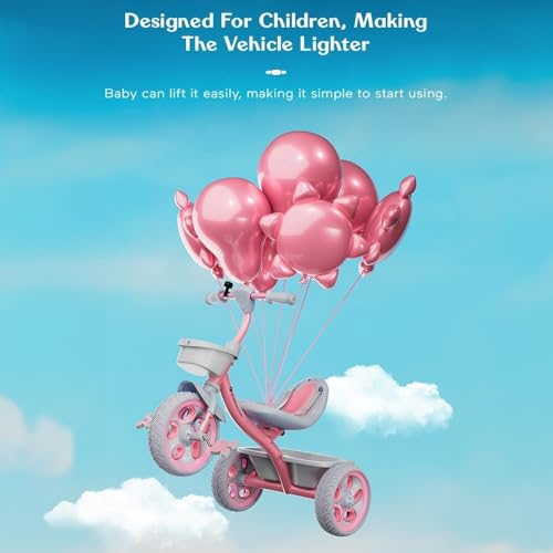 Image of StarAndDaisy Kids Cycle for 2-5 Years Boy & Girl /Tricycle with EVA Wheels, Bell & Basket /Baby Trike Cycle 30 Kg Capacity, 3-Point Safety Belt -Pink