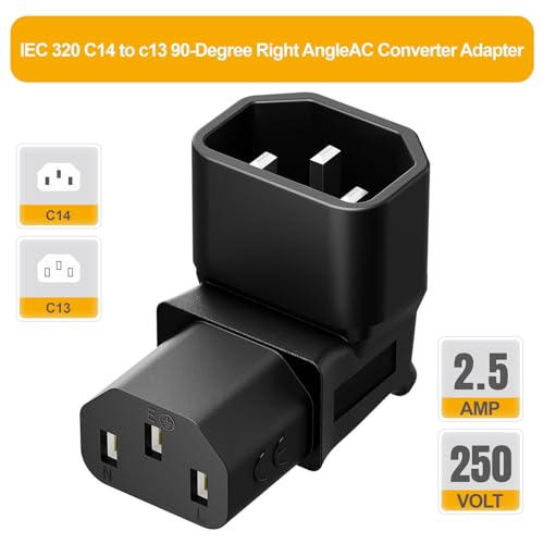 Adaptador de ángulo IEC 320 C14 a C13, pack 3 unidades miniatura 3
