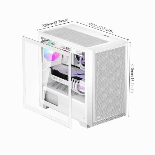 Caja de PC Gaming M-ATX PCCOOLER C3D310 blanca con panel de vidrio templado e ITX flujo de aire 2