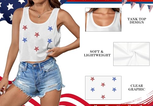 Image of Ithalt Womens American Flag Shirts 4th of July Outfits USA T-Shirt Patriotic Tank Shirt Fourth of July Sleeveless Tops