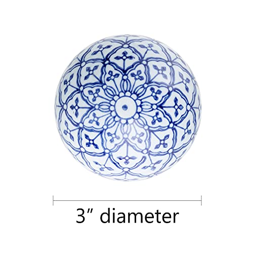 Liphontcta Blue Porcelain Orbs Decorative Balls-Small Ceramic Spheres For Centerpiece Or Individual Use-Ideal For Use In Tray, Bowl Or Basket Decor-3 Inches Each, Set Of 6 #TOP6