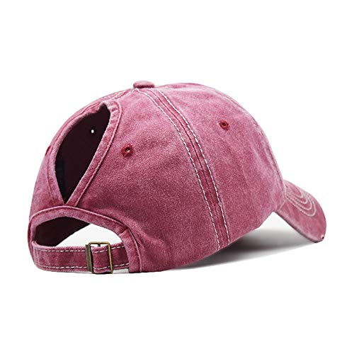 Ponytail Baseball Cap, Vintage Washed Distressed Baseball Cap,Adjustable4