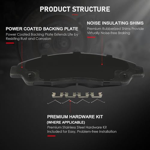 Image of cciyu D1896 Front Ceramic Disc Brake Pads Kit For Buick Enclave 18-20,For Cadillac XT5 17-20,For Cadillac XT6 20,For Chevrolet Blazer 19-20,For Chevrolet Traverse 18-20,For GMC Acadia 17-20