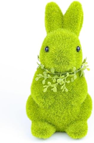 Amazon.com: Pawliss Easter Decorations Bunny Decor: Moss Flocked Resin ...