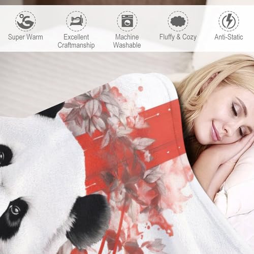 Plaid couverture panda en flanelle chaude contre les frissons du soir