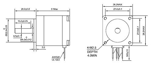 Stepperonline Micro Stepper Motor Nema 11 Bipolar Stepping 0.67A 17Oz.in/12Ncm 1.8Deg 4 Leads #TOP5