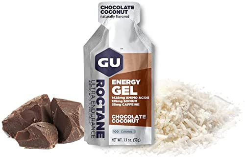 GU Energy Roctane Ultra Endurance Energy Gel, Quick On-The-Go Sports Nutrition for Running and Cycling, Chocolate Coconut (24 Packets)