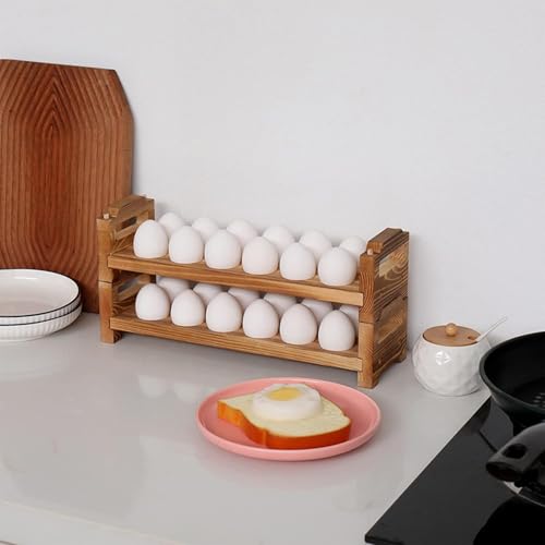 Organizador de huevos de madera rústico que ahorra espacio en tu cocina 4