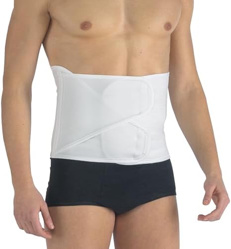 PAVIS Abdominal Binder 24 cm | Post-Operative & Postpartum Support Belt | Umbilical/Incisional Hernia & Core Stability | Breathable 100% Cotton, Hypoallergenic | Unisex | Small Hip 70–82 cm