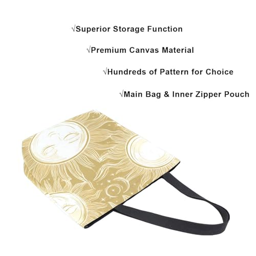 Extra Large Shoulder Tote Bag for Beach Travel Weekender Gym Glowing White Sun Moon Pattern Reusable Grocery Canvas Shopping Bag4
