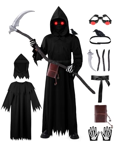 Disfraz Halloween Segador para Niños con Ojos Luminosos miniatura 1