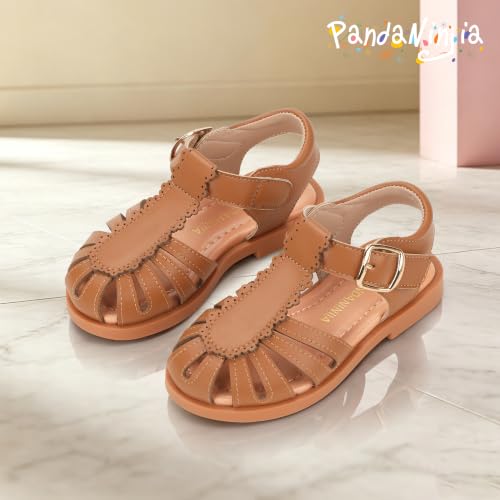 Image of PANDNAINJIA Toddler Girls Sandals T-Strap Dress Summer Shoes