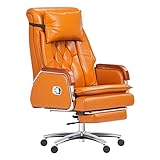 KINNLS Cameron Massage Chair Genuine Leather Managerial Executive Office Chair Ergonomic Home Chair