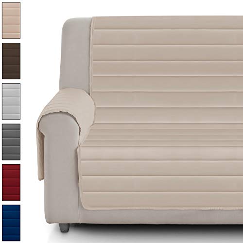 Eiffel Textile Cubre Sofá Protector Acolchado Mascotas, Poliéster, Beige, 4 Plazas