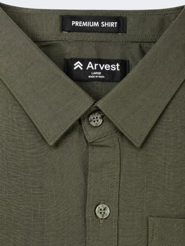 Image of Arvest Men's Solid Linen Casual Shirt | Regular Fit | Breathable | Full Sleeve