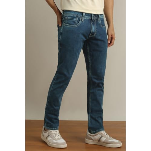 Image of Peter England Men Blue Mid Wash Jeans