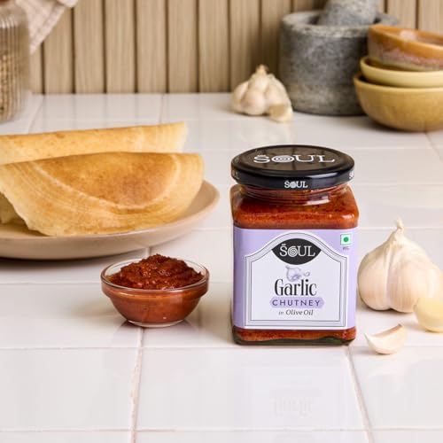 Image of ADF Soul Garlic Lovers' Delight | Made in 100% Olive Oil | Our Best-Selling Spicy & Bold Indian Chutney with Real Garlic and Hand-Crafted masalas | Perfect with Snacks & Meals |275g.