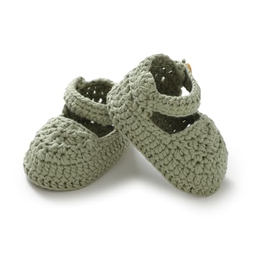 Hadetoto Baby Booties Newborn Baby Mary Jane Shoes Hand Crochet Knit First Walkers Cotton Infant Bootie