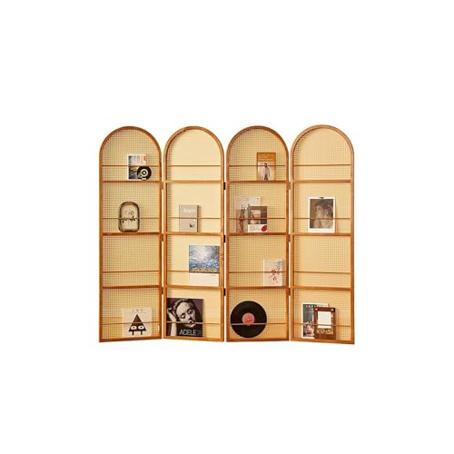 Biombo De Vime Dobrável Divisória De Ambiente E Biombo Dobrável, Estante De Armazenamento Móvel, Adequado Para Sala De Estar, Quarto, Escritório.(170 * 50cm 5 pieces)
