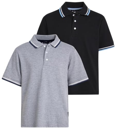 Ben Sherman Boys' Polo Shirt - 2 Pack Classic Fit Short Sleeve Pique Polo - Comfort Stretch Golf Shirt for Boys (8-18)