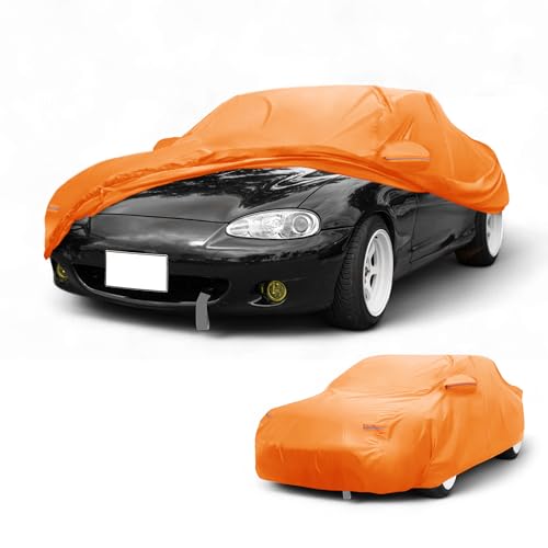 Partuto Copertura Auto Impermeabile Automotive Esterna Anti-UV Sole Pioggia Protezione Completa Esterna per Mazda MX-5 Miata Film in Alluminio Cotone Arancione Striscia Riflettente