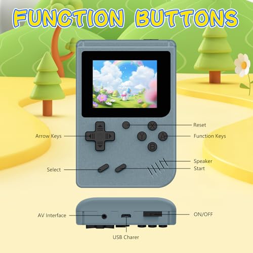 Image of Retro Game Console, Built-in 400 Classic Retro Gaming Console, 1020mAh Rechargeable Battery, 3.0 Inch IPS Screen Retro Handheld Game Console, Portable Arcade Video Gaming Console (Gray)