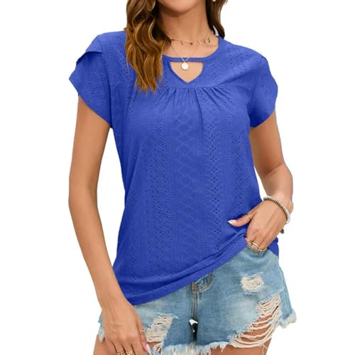 T Shirt Femme Mode d'Été Pullover Col V Ajouré Tendance TEidea S