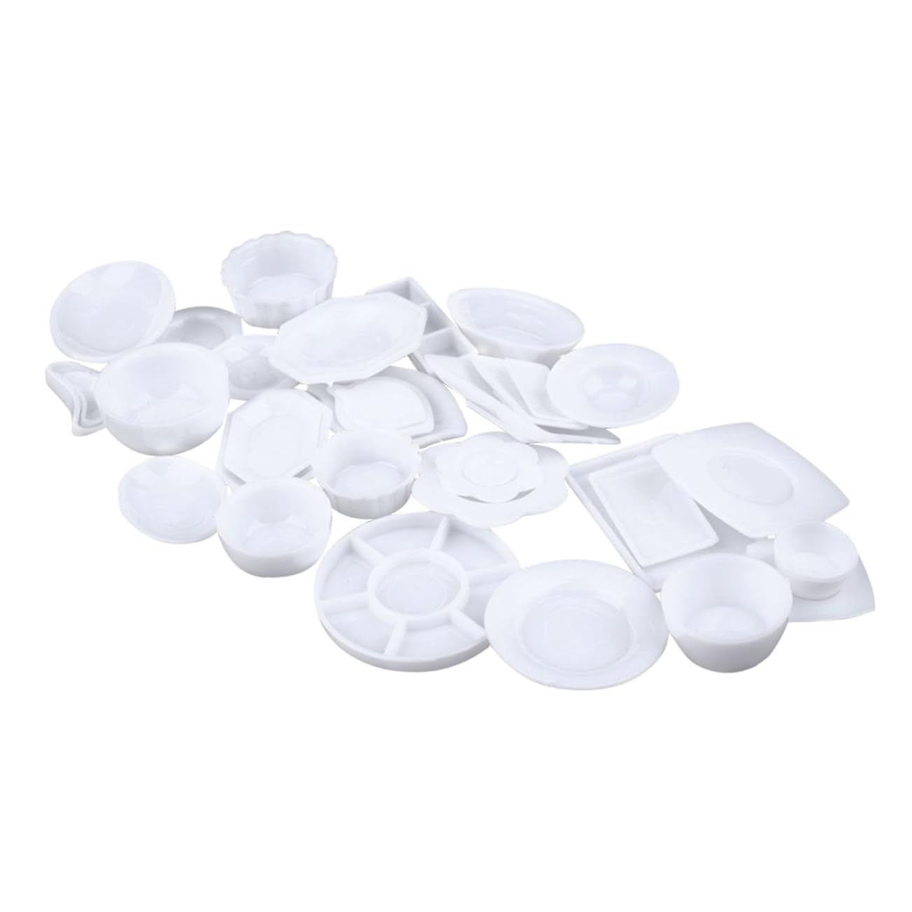 Milisten 33-piece Mini White Doll Kitchen Tableware Set Includes Plates Cups and Dishes for Pretend Play and Dollhouse Accessories