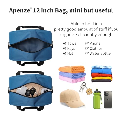Image of Small Gym Bag Carry On Bag - 12 in Mini Duffle Bag Lightweight for Overnight Travel - Blue