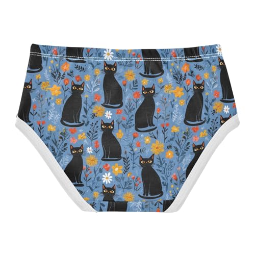 Girls Underwear Soft Cotton Cat Flowers Kids Panties in Sizes 2/3t, 4t, 5t, 6 and 82