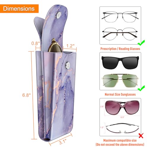 Image of FINTIE Double Glasses Case with Carabiner Hook, Portable Vegan Leather Eyeglass Case Anti-scratch Sunglasses Pouch