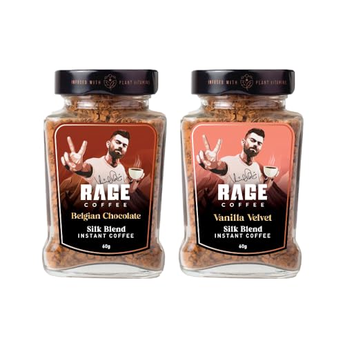 Image of Rage Coffee Silk Blend Instant Coffee | Belgian Chocolate & Vanilla Velvet Silk Blend Flavoured Coffee 60 GMs Each | Premium, Bold & Smooth | Pack of 6