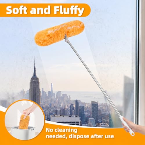 Image of 6 ft Extendable Duster Kit with 20 Refills for Swiffer Duster | 360 Heavy Duty Duster Refills, 5X Microfibers Trap Dust, Long Extended Handle for Ceiling Fan, Vents and Hard to reach Areas