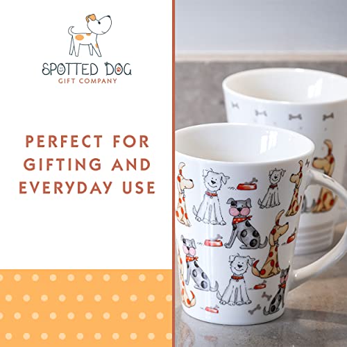 SPOTTED DOG GIFT COMPANY Mugs Set of 4 Dog Mugs, Cute Ceramic Porcelain China Cups for Coffee and Tea, Microwave and Dishwasher Safe, Gifts for Dog Lovers Women Men 360ml
