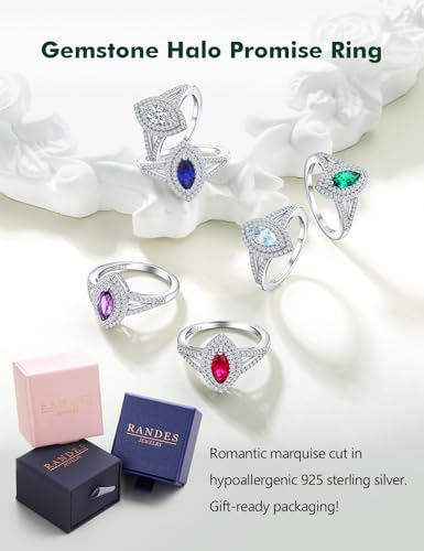 Marquise Engagement Ring 925 Sterling Silver Created Sapphire/Emerald/Ruby/Aquamarine Gemstone Double Halo Wedding Promies Rings Anniversary Jewelry Size 6-104