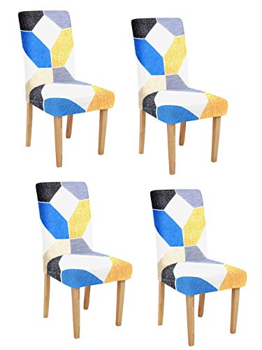 Image of Cortina Dining Chair Slipcover | Anti Slip Chair Cover | Geometric Print, Removable & Easy Wash | Universal Fit Super Soft Stretchy Polyester Spandex | Living Room, Kitchen, Hall | Pack of 4, Multi 8
