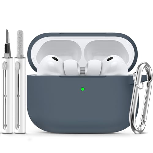 Image of Ljusmicker for AirPods Pro 3 Case 2025 with Cleaner Kit,Soft Silicone Protective Cover for Apple AirPods Pro 3rd Generation Cases for Women Men,for AirPod Pro 3 Cover with Keychain-Dark Grey