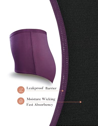 Image of AIRCUTE Washable Urinary Incontinence Protective Underwear for Women Leak Proof Absorbent Reusable Panties 60ML 1 Pack (Purple, 2X-Large)